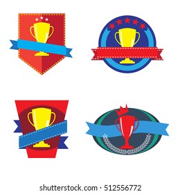 Trophy badge icons set