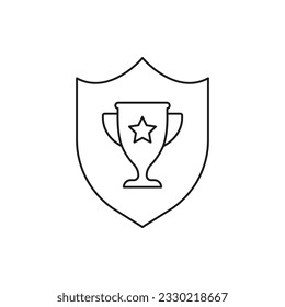 Trophy badge shield line icon isolated on white background. Vector illustration