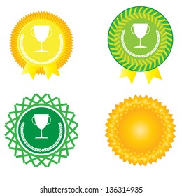 Trophy badge and yellow flower badge. vector format