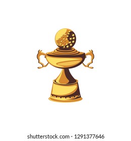trophy with ball golf isolated icon