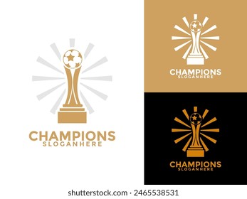 Trophy with Ball logo icon design template flat vector illustration, Award Winner logo design template