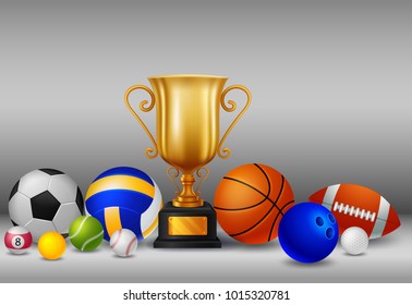  trophy with ball sports vector illustration