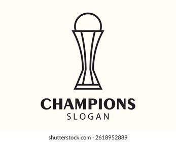 Trophy with black outline logo icon design template flat vector illustration, Award Winner logo design template