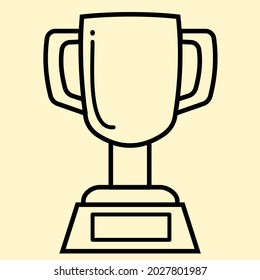 Trophy Black Outline Vector Icon