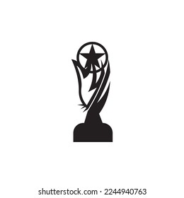 Trophy Black Silhouette Logo Vector template 