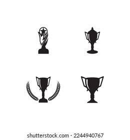 Trophy Black Silhouette Logo Vector template 