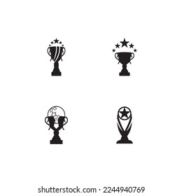 Plantilla de vector con logotipo de silueta negra trofeo 