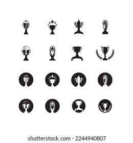 Trophy Black Silhouette Logo-Vektorvorlage 