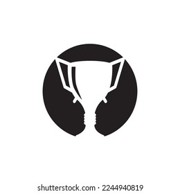 Trophy Black Silhouette Logo Vector template 