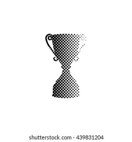 Trophy - black vector icon;  halftone illustration