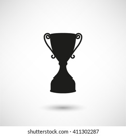 Trophy - black vector  icon with shadow