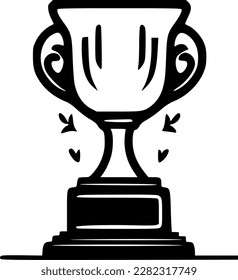 Trophy - Black and White Isolated Icon - Vector illustration