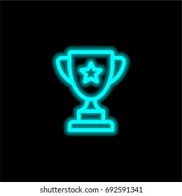 Trophy Blue Glowing Neon Ui Ux Icon. Glowing Sign Logo Vector