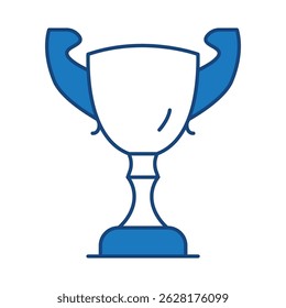 Trophy Blue Line Icon. Award, Success, Achievement, Sport, Competition, Medal, Champion, Winner, Leadership Editable Stroke Vector Illustration.