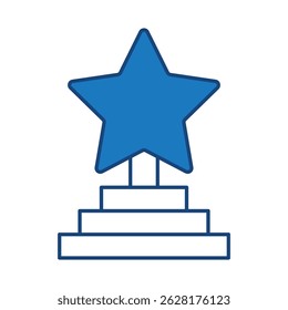 Trophy Blue Line Icon. Award, Success, Achievement, Sport, Competition, Medal, Champion, Winner, Leadership Editable Stroke Vector Illustration.