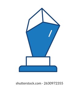 Trophy Blue Line Icon. Award, Success, Achievement, Sport, Competition, Medal, Champion, Winner, Leadership Editable Stroke Vector Illustration.