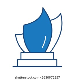 Trophy Blue Line Icon. Award, Success, Achievement, Sport, Competition, Medal, Champion, Winner, Leadership Editable Stroke Vector Illustration.