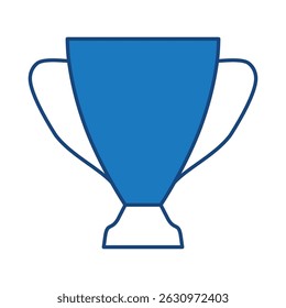 Trophy Blue Line Icon. Award, Success, Achievement, Sport, Competition, Medal, Champion, Winner, Leadership Editable Stroke Vector Illustration.