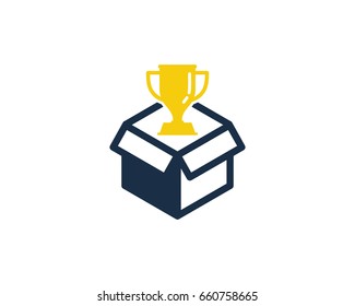 Trophy Box Icon Logo Design Element