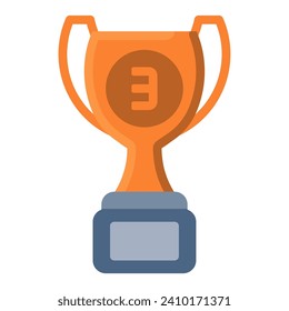 Trophy bronze icon or logo illustration flat color style