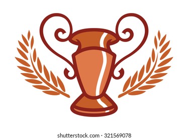 Trophy bronze vector icon with laurel wreath