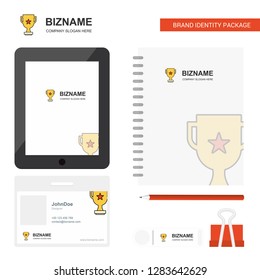 Trophy  Business Logo, Tab App, Diary PVC Employee Card and USB Brand Stationary Package Design Vector Template