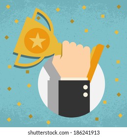Trophy, Businessman showing success