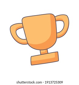 trophy cartoon doodle hand drawn concept vector kawaii illustration.