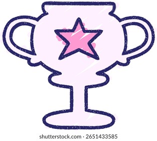 Trophy Chalk Drawing in bright neon color