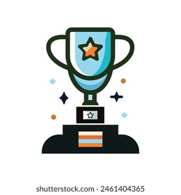 Trophy or Champion Cup flat vector illustration isolated on a white background. Trophy vector sign