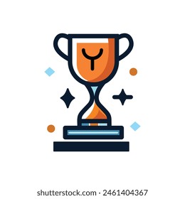 Trophy or Champion Cup flat vector illustration isolated on a white background. Trophy vector sign