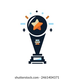 Trophy or Champion Cup flat vector illustration isolated on a white background. Trophy vector sign