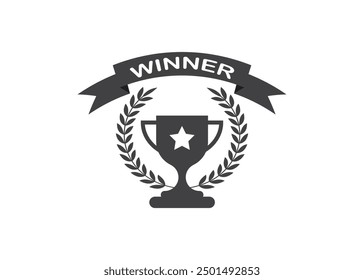 Trophy Champion cup winner award with laurel wreath,Trophy with ribbon