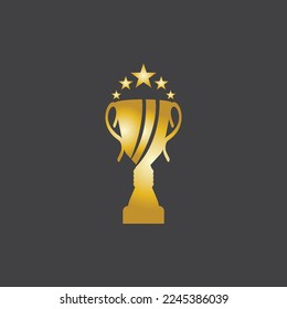 Trophäe Champion-Logo auf schwarzem Hintergrund