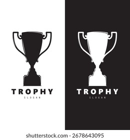 Trophy champions with start logo icon design vector illustration, For Award Winner, champions, tournament.  