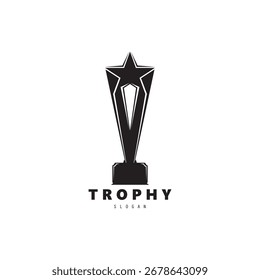 Campeones de trofeo con Ilustración vectorial de diseño de icono de logotipo de inicio, ganador del premio, campeones, torneo.  