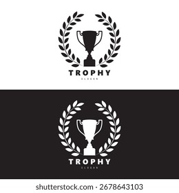 Trophy champions with start logo icon design vector illustration, For Award Winner, champions, tournament.  