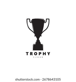 Trophy champions with start logo icon design vector illustration, For Award Winner, champions, tournament.  