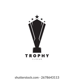 Trophy champions with start logo icon design vector illustration, For Award Winner, champions, tournament.  