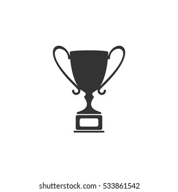 Trophy championship cup icon flat. Illustration isolated on white background. Vector grey sign symbol