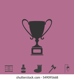 Trophy championship cup icon flat. Simple vector grey pictogram and bonus symbol