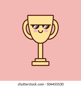 trophy character kawaii style vector illustration design