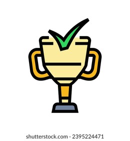 trophy Häkchen Farbe Symbol Vektorgrafik. Trophäe Markierungszeichen. einzelne Symbolillustration