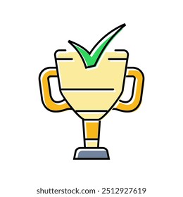 marca de verificação de troféu ícone de cor vetor. sinal de marca de verificação de troféu. ilustração de símbolo isolado