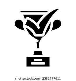 trophy check mark glyph icon vector. trophy check mark sign. isolated symbol illustration