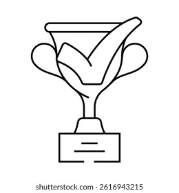 trophy check mark line icon vector. trophy check mark sign. isolated contour symbol black illustration