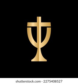 Trophy church cross modern creative logo