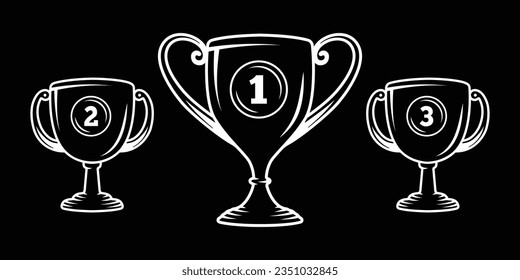 Plantilla de diseño del logotipo de colecciones de trofeos. Conjunto de trofeos. Vector e ilustración.