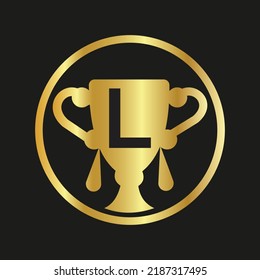 Trophy color doodle logo L  latter speech bubble Employee Appreciation Day. Business development vector template for banner,
card, poster, background.
