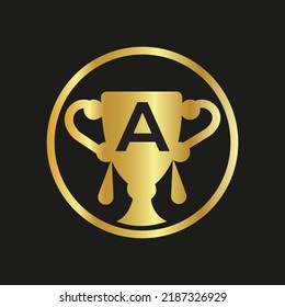 Trophy color doodle logo A  latter speech bubble Employee Appreciation Day. Business development vector template for banner,
card, poster, background.
